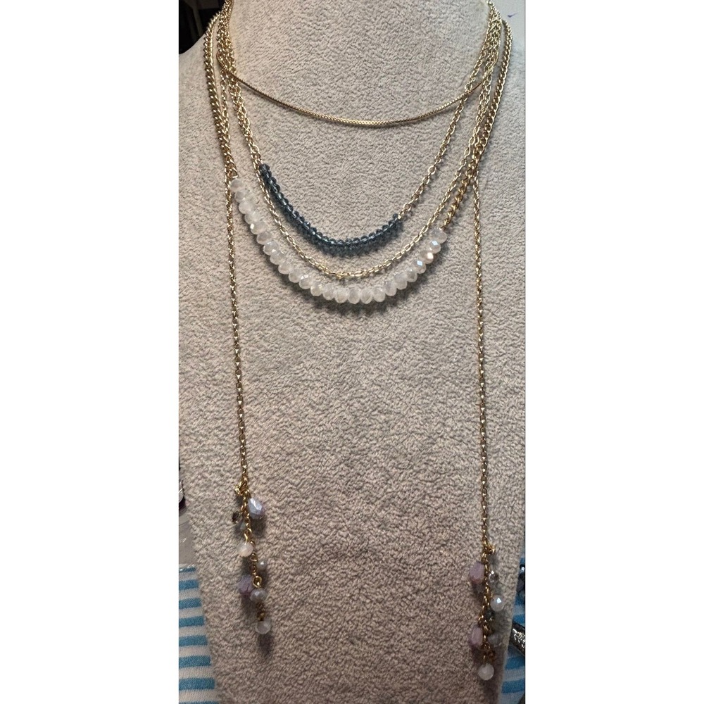 #76. Loft Gold-tone Multi-strand Bead Necklace